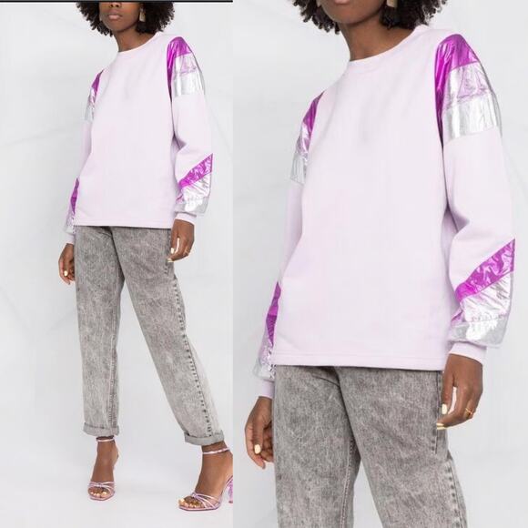 Isabel Marant Menji Purple Metallic Panel Sweatshirt‎ Size Large MSRP $570 - Picture 1 of 8